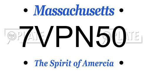 7VPN50 Massachusetts License Plate