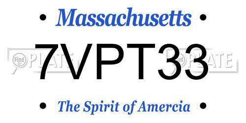 7VPT33 Massachusetts License Plate