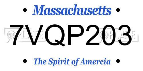 7VQP203 Massachusetts License Plate
