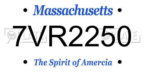 7VR2250 Massachusetts License Plate