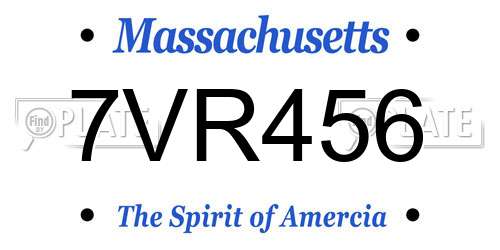 7VR456 Massachusetts License Plate