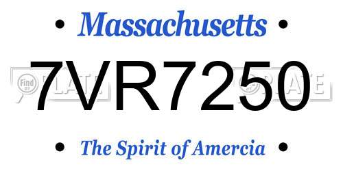 7VR7250 Massachusetts License Plate
