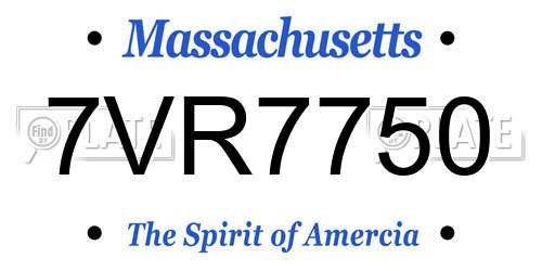 7VR7750 Massachusetts License Plate