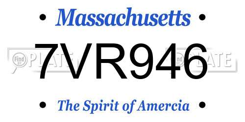 7VR946 Massachusetts License Plate