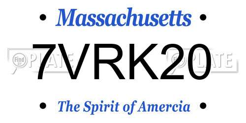 7VRK20 Massachusetts License Plate