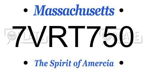 7VRT750 Massachusetts License Plate