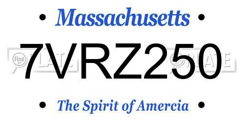 7VRZ250 Massachusetts License Plate