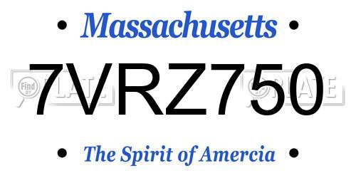 7VRZ750 Massachusetts License Plate