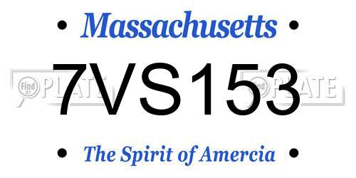 7VS153 Massachusetts License Plate