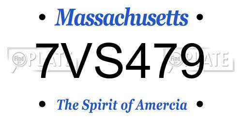 7VS479 Massachusetts License Plate