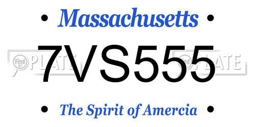 7VS555 Massachusetts License Plate