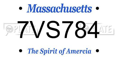 7VS784 Massachusetts License Plate