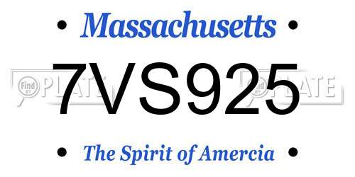 7VS925 Massachusetts License Plate