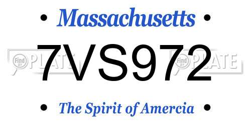 7VS972 Massachusetts License Plate