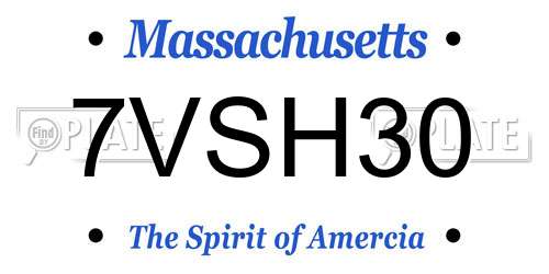 7VSH30 Massachusetts License Plate