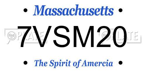 7VSM20 Massachusetts License Plate