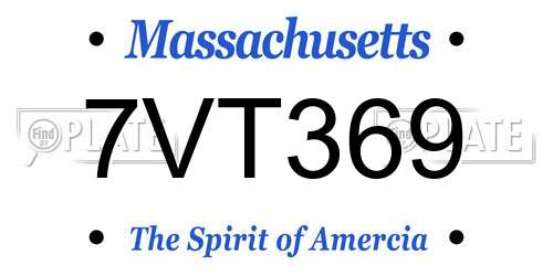 7VT369 Massachusetts License Plate