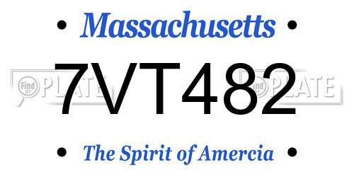 7VT482 Massachusetts License Plate