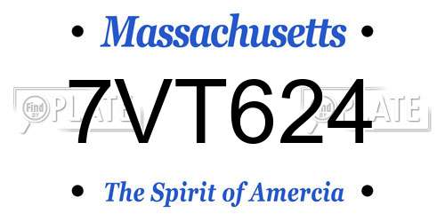 7VT624 Massachusetts License Plate