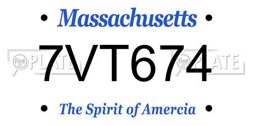 7VT674 Massachusetts License Plate