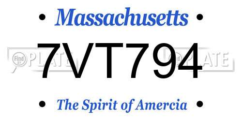 7VT794 Massachusetts License Plate