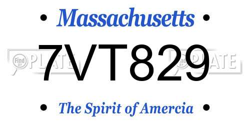 7VT829 Massachusetts License Plate