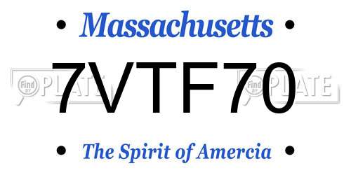 7VTF70 Massachusetts License Plate