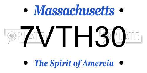 7VTH30 Massachusetts License Plate