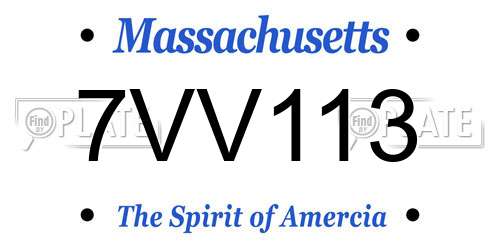 7VV113 Massachusetts License Plate