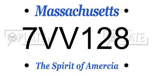 7VV128 Massachusetts License Plate