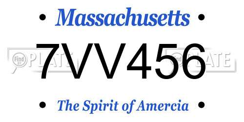 7VV456 Massachusetts License Plate