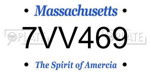 7VV469 Massachusetts License Plate