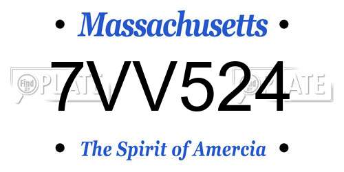 7VV524 Massachusetts License Plate