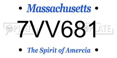 7VV681 Massachusetts License Plate