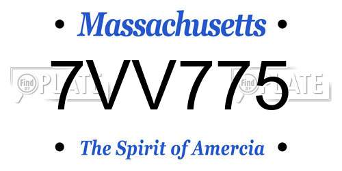7VV775 Massachusetts License Plate