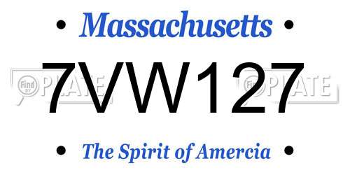 7VW127 Massachusetts License Plate