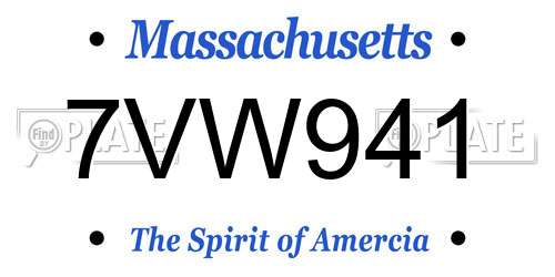 7VW941 Massachusetts License Plate
