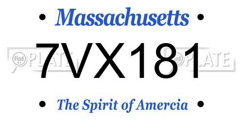 7VX181 Massachusetts License Plate