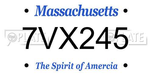 7VX245 Massachusetts License Plate