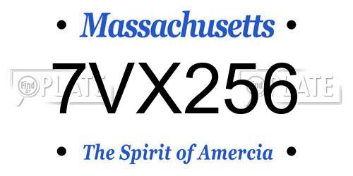 7VX256 Massachusetts License Plate