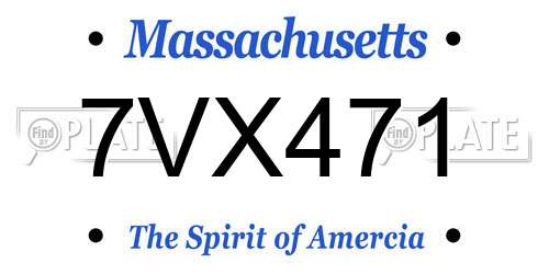 7VX471 Massachusetts License Plate