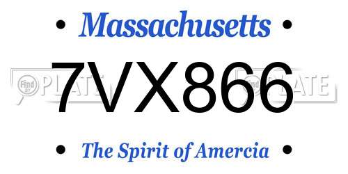7VX866 Massachusetts License Plate
