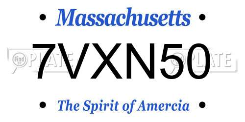 7VXN50 Massachusetts License Plate
