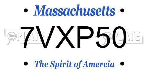 7VXP50 Massachusetts License Plate