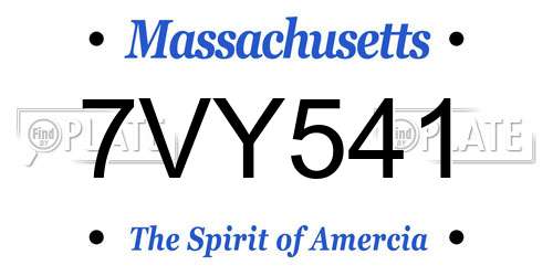 7VY541 Massachusetts License Plate