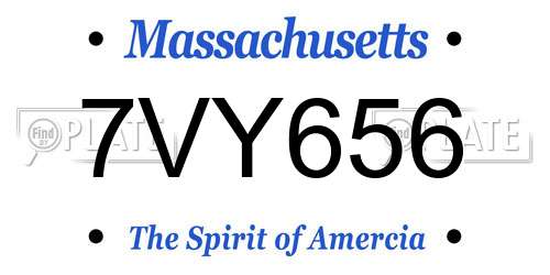 7VY656 Massachusetts License Plate