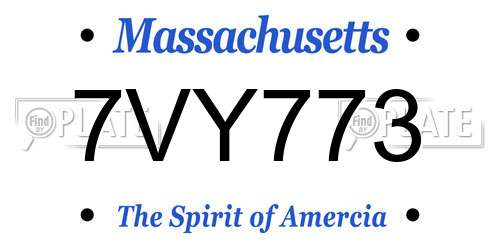 7VY773 Massachusetts License Plate
