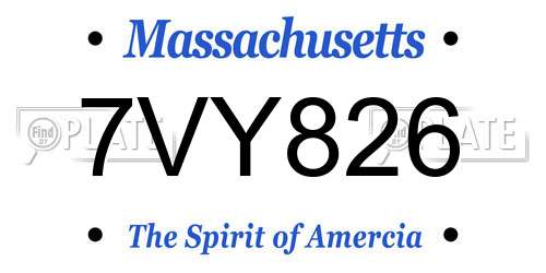 7VY826 Massachusetts License Plate