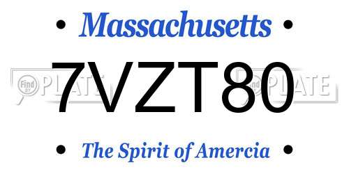 7VZT80 Massachusetts License Plate