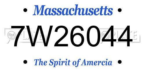 7W26044 Massachusetts License Plate